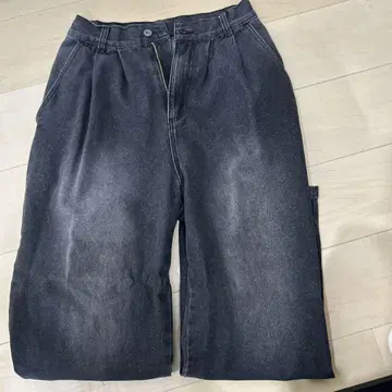 다크 그레이 데님 와이드 팬츠