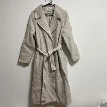 베이지 롱 코트 울 혼방