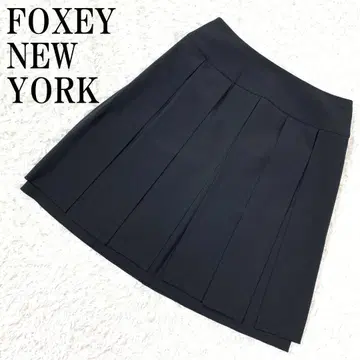 FOXEY NEW YORK 플리츠 플레어 스커트 블랙 38 B445