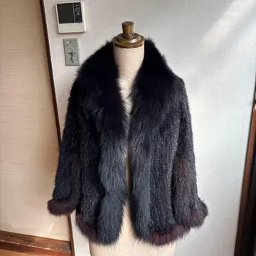 다크 브라운 퍼 판초 케이프 코트