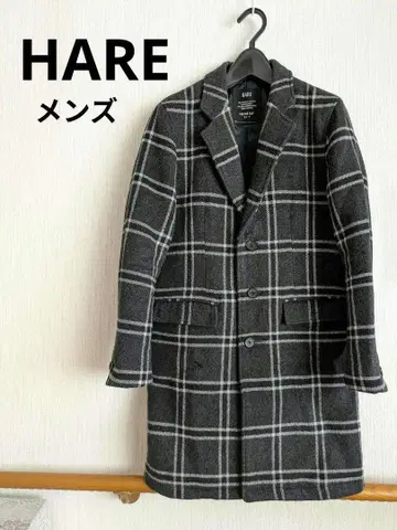 HARE 체스터 코트 그레이 체크 무늬