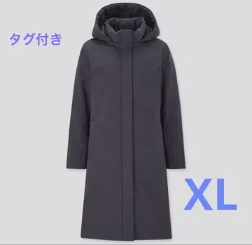 택 포함 유니클로 하이브리드 다운 코트 네이비 XL