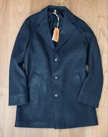 GABARDINE Italy 체스터필드 코트 48 다크 그레이