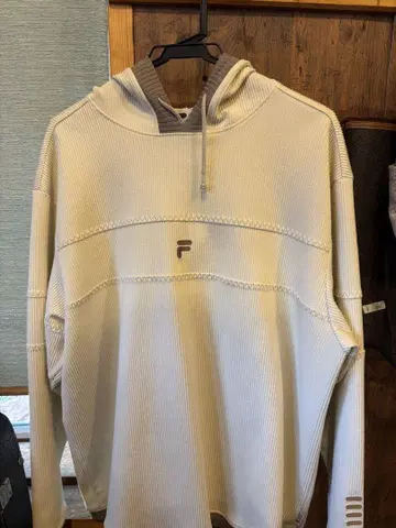 FILA 리브 편직 후디 아이보리