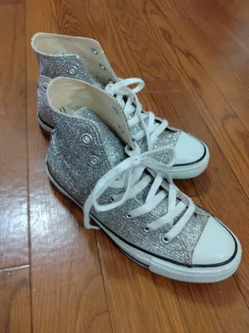 레어! 컨버스 실버 글리터 하이컷 24cm