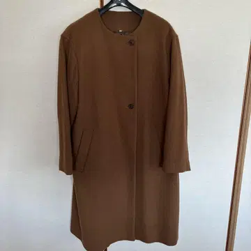 브라운 롱 코트 버튼 포함
