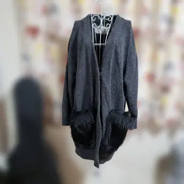 ADAWAS 포켓 퍼 루즈 롱 가디건 사이즈 38