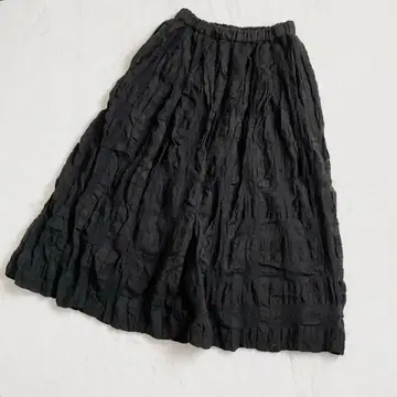 kagure 코튼 실크 체크 턱 스커트 플레어 블랙 블랙