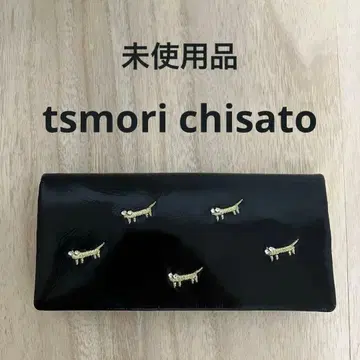 미사용품 츠모리치사토 장지갑 고양이 캣 CAT 블랙 가죽 자수