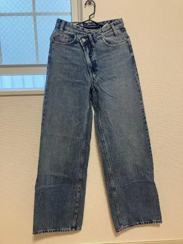 ZARA 32 TRF 와이드 레그 크로스 허리 하이웨스트 청바지
