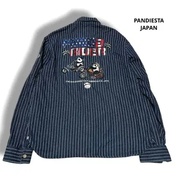 PANDIESTA JAPAN 스트라이프 셔츠 XL 네이비 자수 팬더