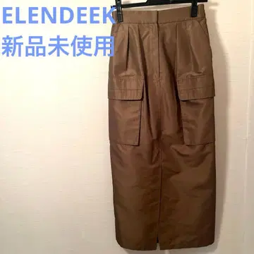 ELENDEEK 브라운 포켓 부착 타이트 스커트