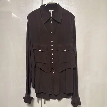 MASU 다크 브라운 실크 셔츠 48