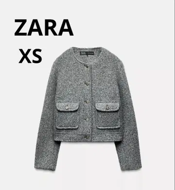 미사용 새상품 ZARA 부클레 숏 자켓 골드 버튼 XS