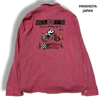 PANDIESTA JAPAN 스트라이프 셔츠 XL 레드 자수 웅묘왕