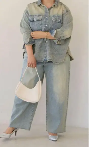 라비앙제 모모짱 콜라보 데미지 가공 데님 셋업 Laveange