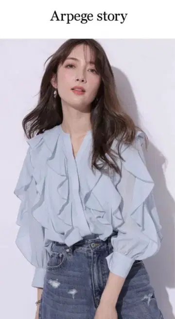 아푸와이저 리셰 시어 프릴 7분 소매 블라우스