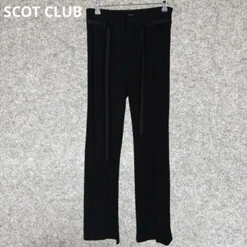 SCOT CLUB 허리 리본 포함 블랙 캐주얼 팬츠