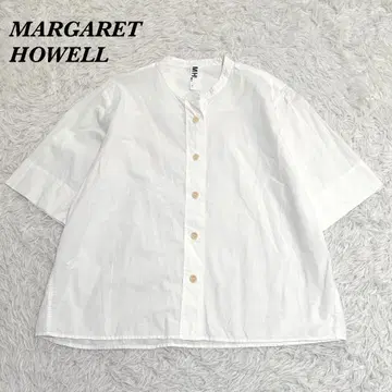 MARGARET HOWELL 노카라 반팔 셔츠 II 화이트