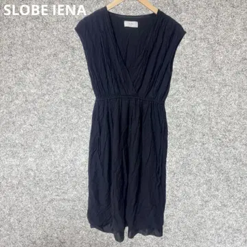 SLOBE IENA 슬리브리스 플리츠 원피스 블랙 린넨 혼방