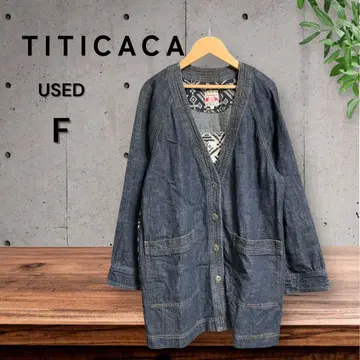 TITICACA 기하학 패턴 데님 자켓 F USED 커버올