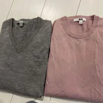 UNIQLO 니트 스웨터 2세트 그레이 핑크
