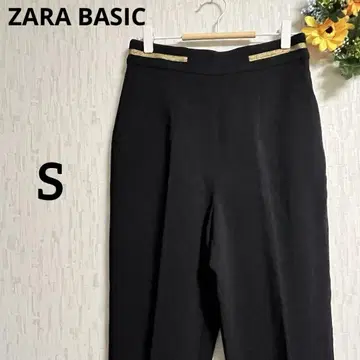 ZARA BASIC 블랙 슬랙스 골드 장식 테이퍼드 팬츠 스트레치