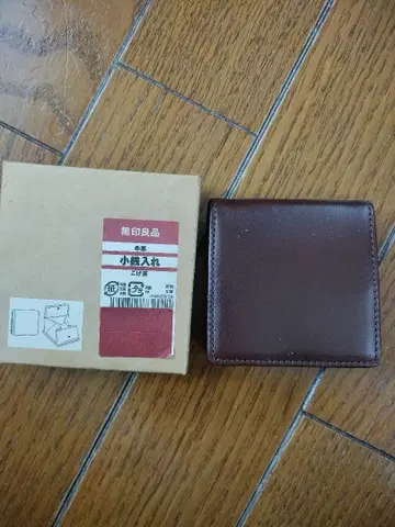 무인양품 소가죽제 동전 지갑, 코인 케이스 미사용 짙은 갈색