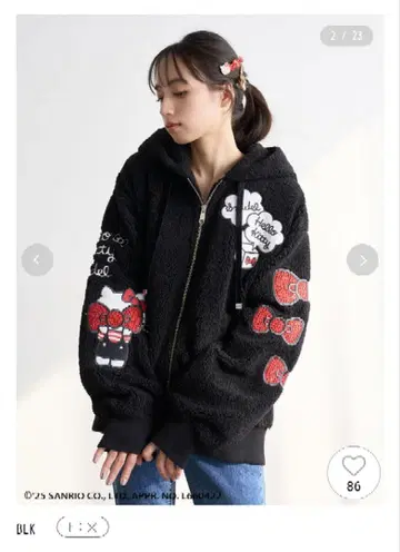 실물 사진 게재 택 포함 새상품 스나이델 헬로키티 프리미엄 후드티 블랙