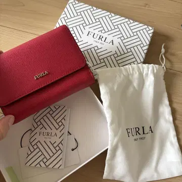 FURLA 가죽 3단 폴더형 지갑 레드