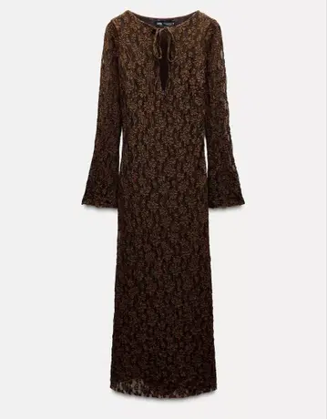 ZARA 롱 기장 원피스 브라운 XS
