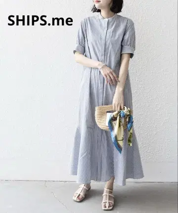 SHIPS.me 네이비 스트라이프 셔츠 원피스
