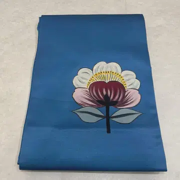 세미 앤티크 순수 실크 나고야 오비 블루 귤