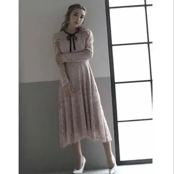 eimy istore 벨로아 리본 레이스 플레어 원피스