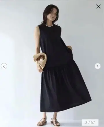 그린 라벨 릴랙싱 슬리브리스 티셔츠 원피스 블랙