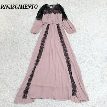 새상품급 RINASCIMENTO 긴팔 맥시 길이 플레어 원피스 S 핑크