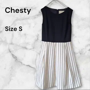 Chesty 체스티 슬리브리스 스트라이프 무릎 기장 원피스 S