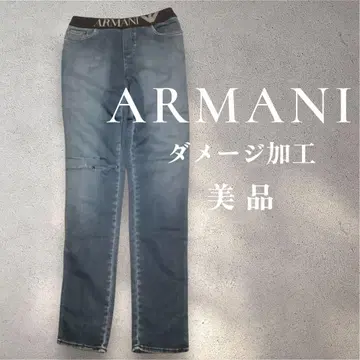 ARMANI 데미지 가공 슬림 핏 청바지 새상품급 남성용/여성용