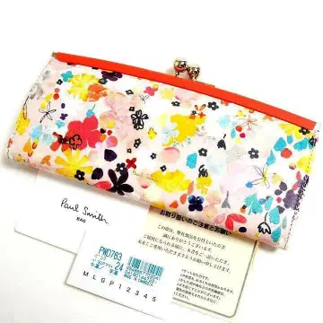 새상품 폴스미스 폴스미스 가마구치 장지갑 꽃무늬 핑크 플로럴 소가죽