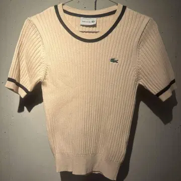 LACOSTE 크림색 반팔 니트
