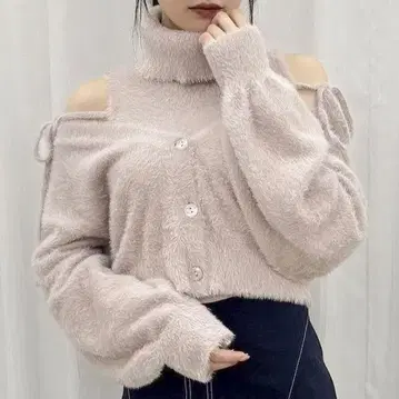 dazzlin 컴팩트 미니 샤기 가디건 미니 샤기 오프 터틀