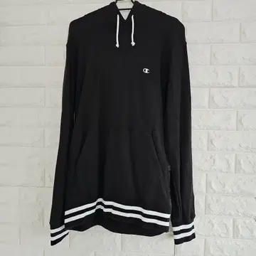 Champion 블랙 후드티 스트라이프