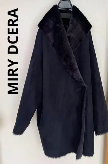 MIRY DCERA 네이비 페이크 무스탕 코트