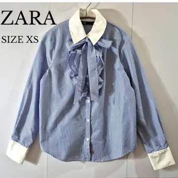 ZARA 보타이 프릴 스트라이프 블라우스 SIZE XS