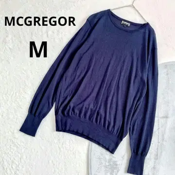 [맥레거] 크루넥 티셔츠 M 네이비 면 100% 원포인트 자수