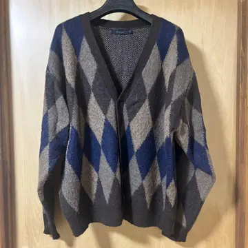 RAGEBLUE 레이지블루 아가일 무늬 모헤어 니트 가디건 M