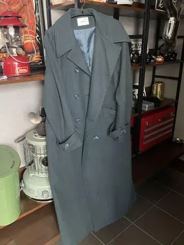 MURUA 그레이 더블 브레스트 롱 코트