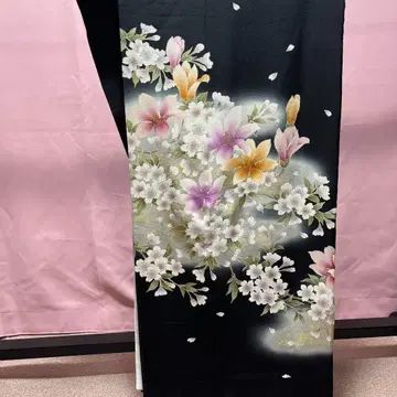토메소데 블랙 토메소데 순수 실크 난초 작은 벚꽃