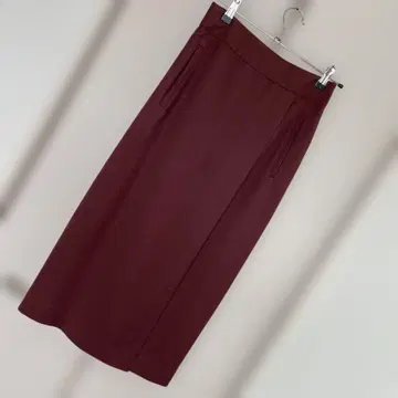 버건디 타이트 롱 스커트