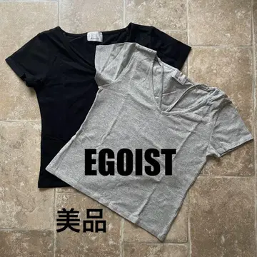 EGOIST V넥 티셔츠 티셔츠 2장 세트 (블랙 그레이)
